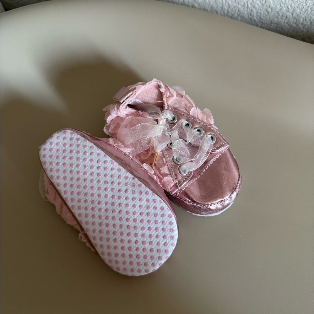 Pink Baby Shoes with Ribbon Detail